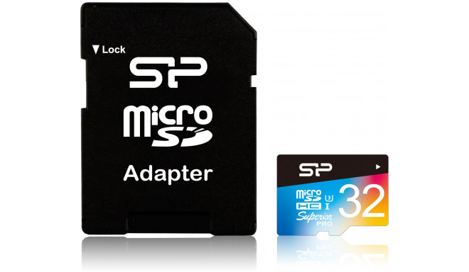 Карта памяти Silicon Power microSDHC 32ГБ Superior Pro Color U3 + адаптер