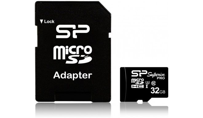 Silicon Power memory card microSDHC 32GB Superior Pro U3 + adapter