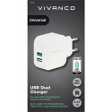 Зарядка Vivanco USB 2,4A/1A, белая (37563)