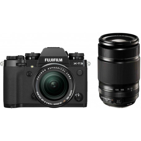Fujifilm X-T3 + 18-55mm + 55-200mm Kit, melns