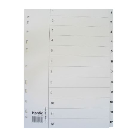Registrilehed A4 1-12 plast Nordic Office
