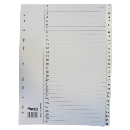 Registrilehed A4 1-31 plast Nordic Office