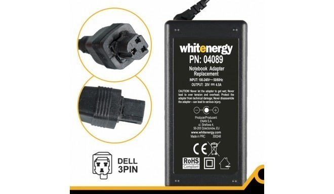 AC Adapter 20V | 4.5A 90W connector 3-pin Dell 04089
