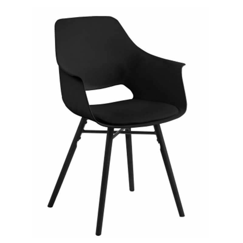 Chair Ramona 57x52 5x85cm Material Plastic Seat Pu Color Black Legs Rubberwood Color Black