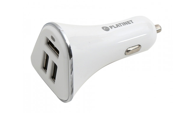 Platinet car charger + cable 3xUSB 5200mA, white (43722)