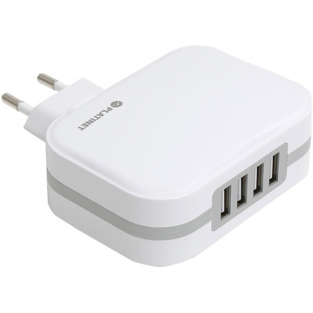Platinet USB зарядка + кабель 4xUSB 6800mA, белый (43724)