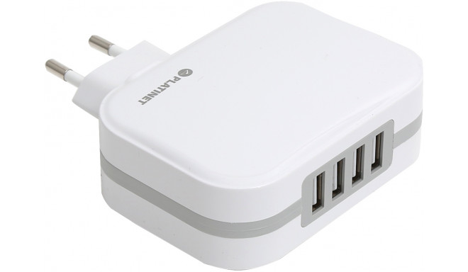 Platinet USB lādētājs + kabelis 4xUSB 6800mA, balts (43724)