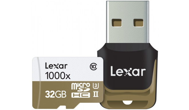 Lexar mälukaart microSDHC 32GB Pro 1000x V60 + mälukaardilugeja