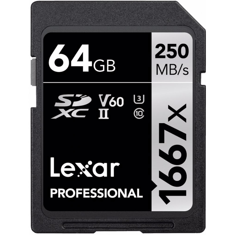 Lexar mälukaart SDXC 64GB Professional 1667x U3 V60 250MB/s