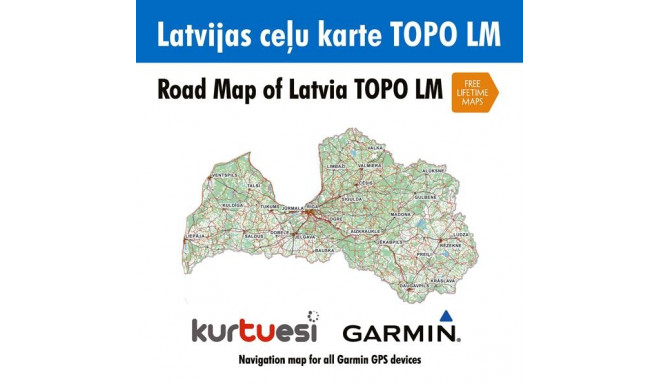 Latvijas Ceļu Karte TOPO LM (Kurtuesi)