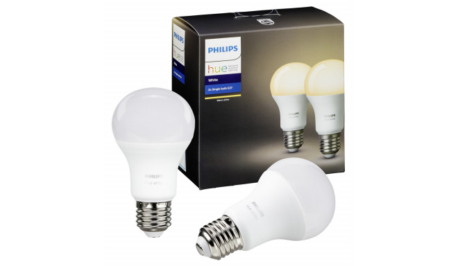 1x2 Philips Hue LED Lamp  E27 9,5W (60W) warm-white 800lm