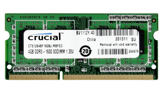 Crucial 4GB DDR3 1600 MT/s CL11 PC3-12800 204pin single ranked