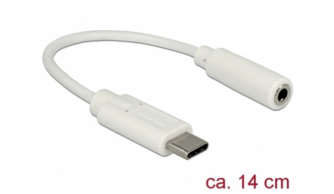 ADAPTER USB TYPE-C(M)->STEREO JACK(F) 14CM WHITE DELOCK
