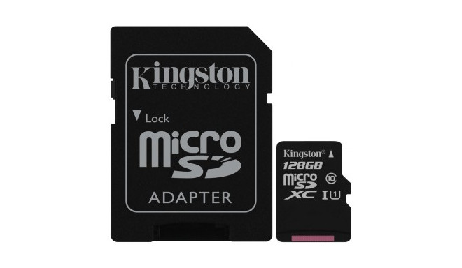 Kingston mälukaart microSDXC 128GB Canvas Select 80MB/s Class 10 UHS-I + adapter