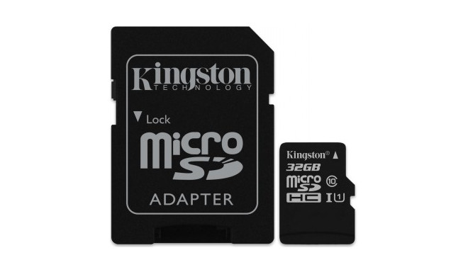 KINGSTON 32GB MICROSDHC CANVAS SELECT 80R CL10 UHS-I W/A