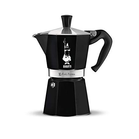 Bialetti Moka Express Stovetop Espresso Maker Black 6 Cups - Coffe ...