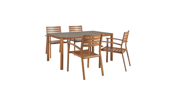 Aiamööbli komplekt SAILOR laud ja 4 tooli (10474)  alumiiniumraam,värvus: tiikpuu