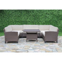 Садовая мебель CREDA с подушками, стол и угловой диван, стальная рама с плетением из пластика, цвет: