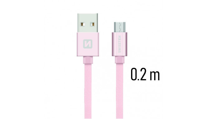 Swissten Textile Quick Charge Universal Micro USB Data and Charging Cable 0.2m