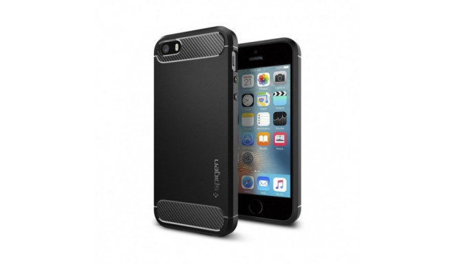 Kaitseümbris Rugged Armor, Apple iPhone 5 / 5S / SE (2016), must, Spigen