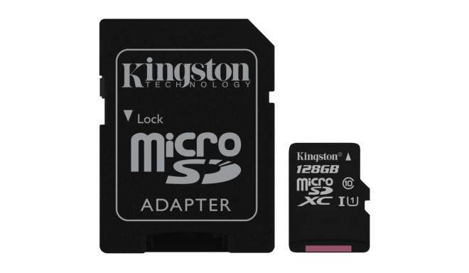 Mälukaart microSD 128GB, Class 10, UHS-I, R80/W10, Canvas Select, Kingston