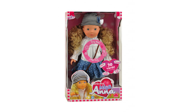 BAMBOLINA doll Miss Anna in blue dress with 50 words in Latvian version, BD1363LV