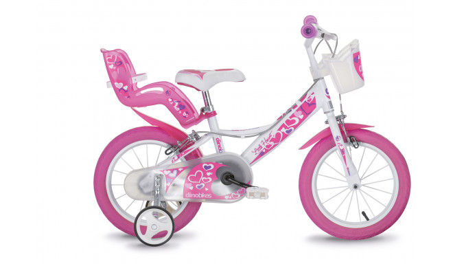 DINO BIKES Little Heart bicycle 16", white/pink, 164RN-05LH