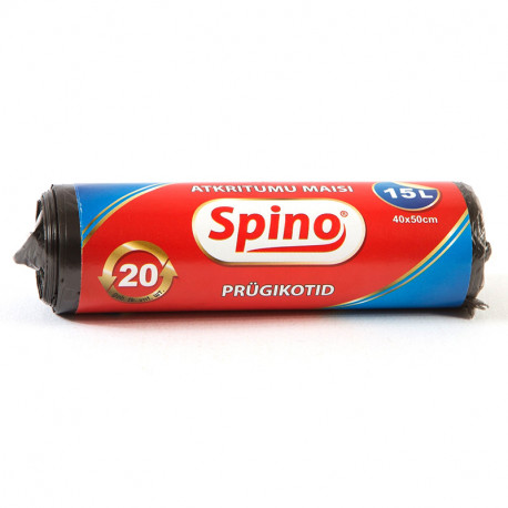 Prügikotid SPINO 15L, 8mic, HDPE, 40x50cm, 20 tk, must (4 tk)