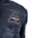 Mens Leather Motorcycle Jacket BOS 2058 Navy