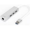 Digitus USB 3.0 3-Port Hub with Gigabit LAN, USB Hub (White)