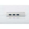 Digitus USB 3.0 3-Port Hub with Gigabit LAN, USB Hub (White)