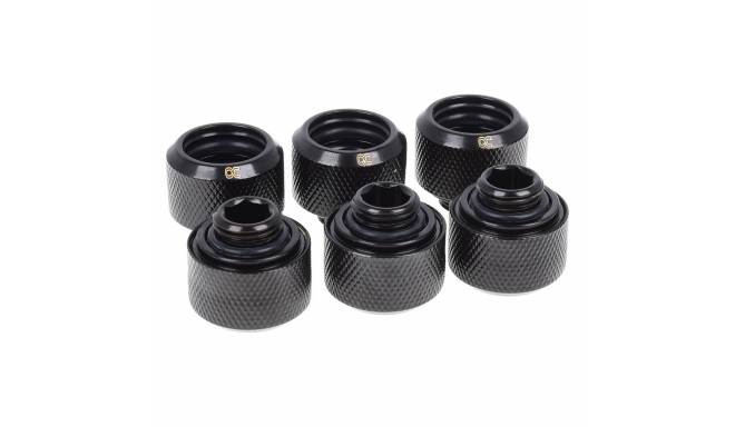 Alphacool Eiszapfen pipe connection 1/4" on 16/10mm, black, 6-pack (17379)
