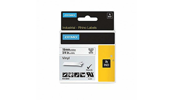 Dymo Rhino Band Vinyl black / white 19mmx5,5m