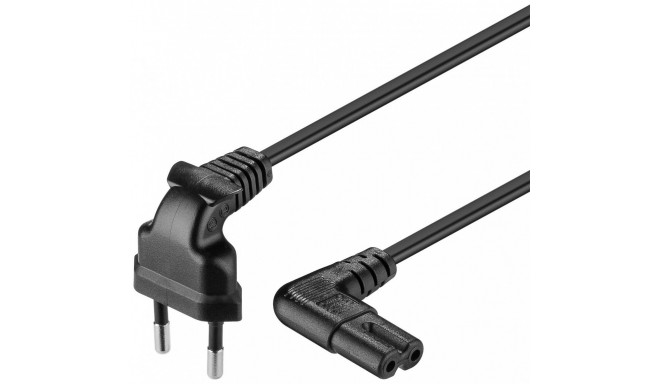 Goobay - Euro power cable 2-pin - angled 90 degrees - black - 2 m