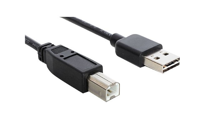 EASY-USB 2.0 Kabel, USB-A Stecker > USB-B Stecker (schwarz, 1 Meter, USB-A Stecker beidseitig verwen