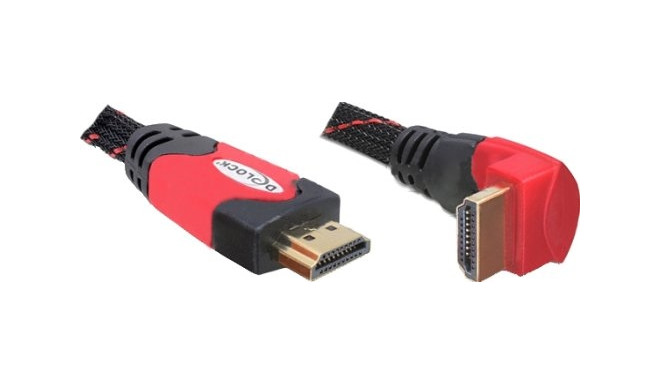 Delock HDMI wtyk A-StA angled black/rd 2m