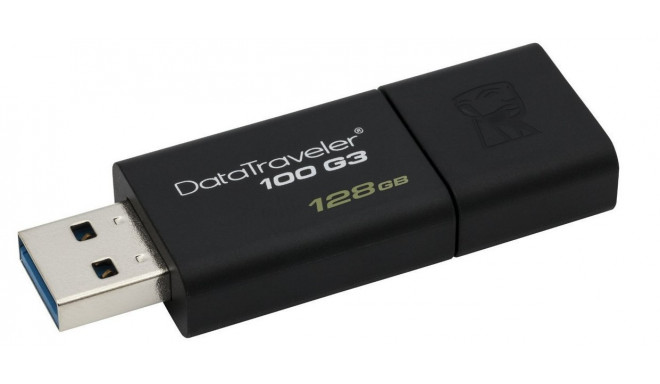 Kingston mälupulk 128GB DataTraveler 100 G3 USB 3.0, must (DT100G3/128GB)