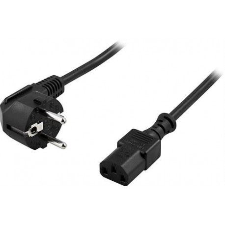 220V Toitekaabel 1.0m must, CEE 7/7 - C13, pistik nurgaga,