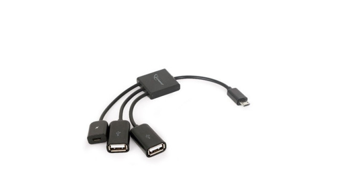USB OTG cable Micro BM -> 2xUSB-AF + BF Micro 13cm