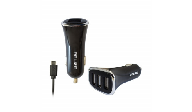 Car Charger 3xUSB + microUSB 4A black