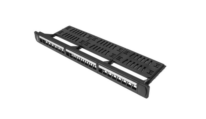 Patch panel 24 ports 1U 19 inch blank black with organizer to keystone modules