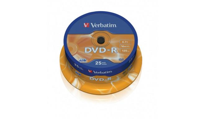 Verbatim DVD-R toorikud 16x 4.7GB 25P CB (43522)