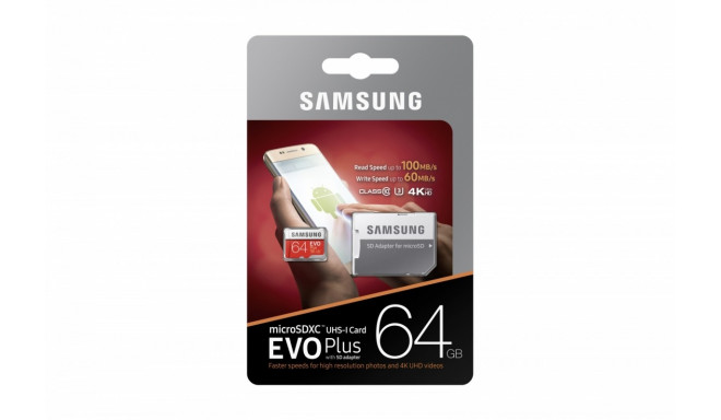 Samsung mälukaart microSDXC 64GB EVO Plus + adapter (MB-MC64GA/EU)