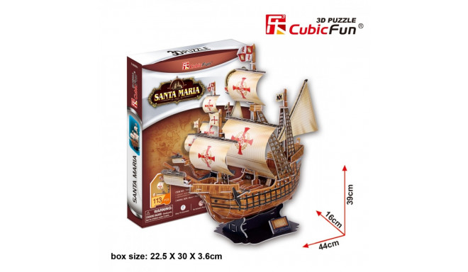 CubicFun 3D pusle PUZZLE Sailing Ship Santa Maria 113tk
