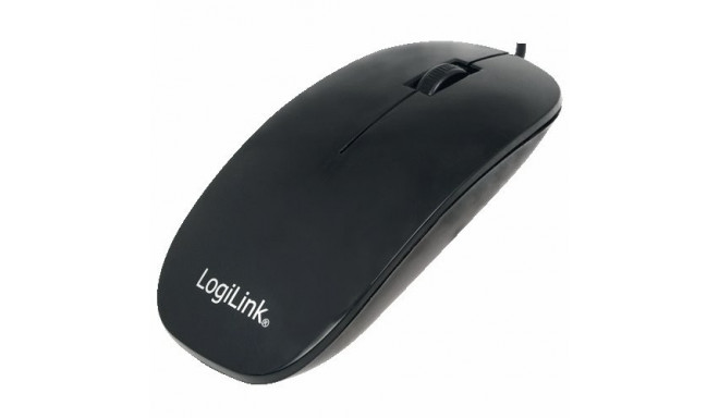 Flat USB optical mouse, black ID0063