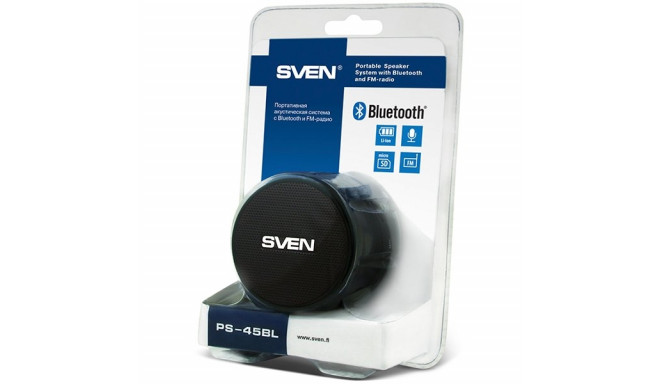 SVEN juhtmevaba kõlar PS-45BL 3W Bluetooth/microSD/FM, must (SV-014605)