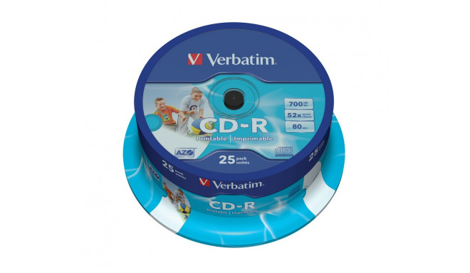 Verbatim CD-R 700MB 52x Printable 25pcs Cake Box (43439)