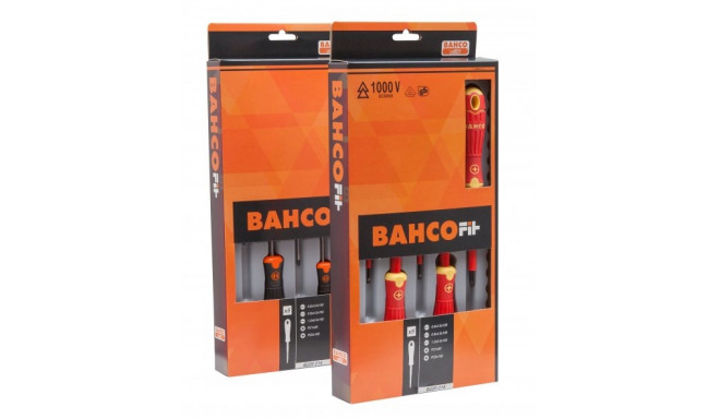Electrician insulated screwdrivers set 5 pcs BahcoFit PZ1/2+slotted SL3,5/4/6,5