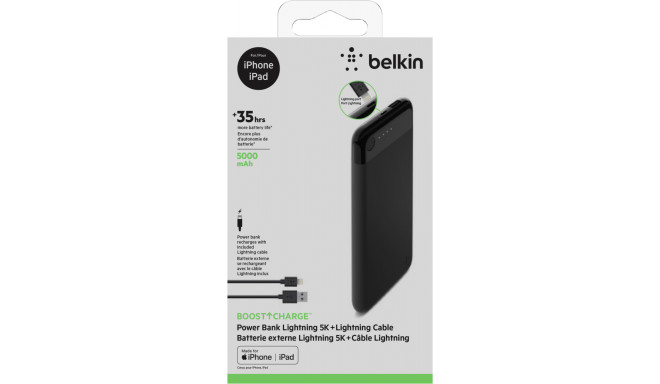 Belkin Boost Charge Power Bank 5K Light.Connector + Cable black