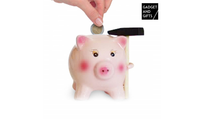 Ceramic Pig Savings Bank with Hammer  